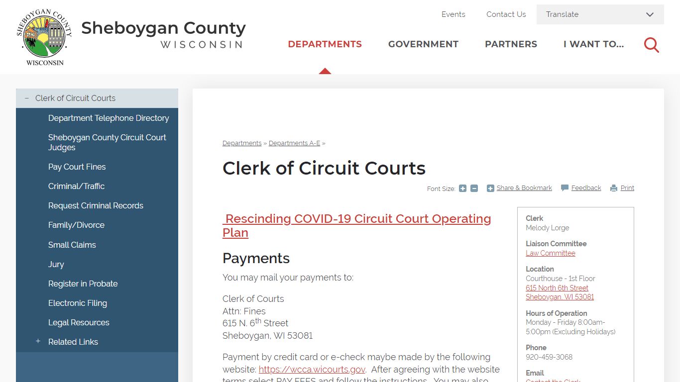 Clerk of Circuit Courts | Sheboygan County
