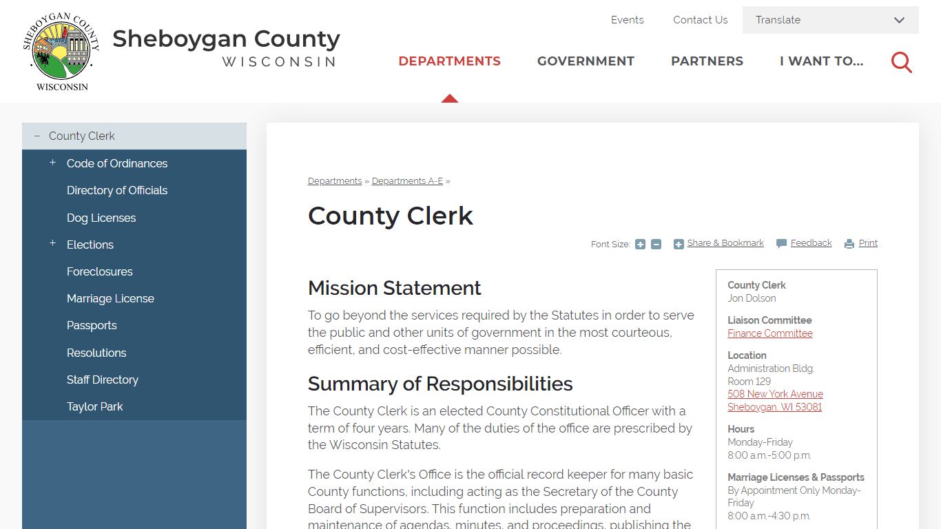 County Clerk | Sheboygan County